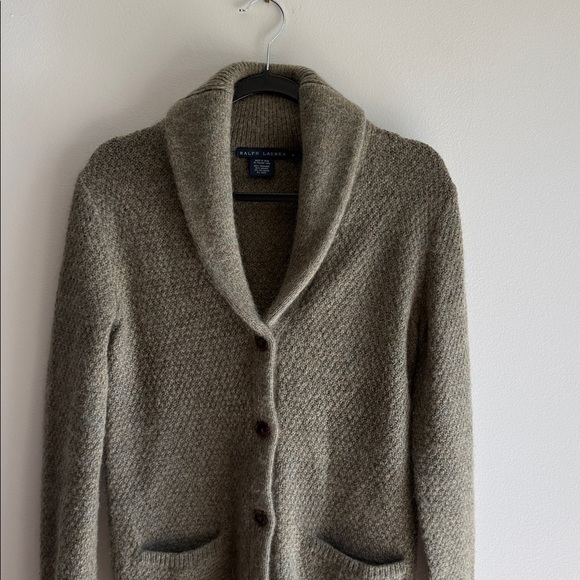 Ralph Lauren Olive Green Shawl-Collar Cardigan size M no flaws - Picture 2 of 7